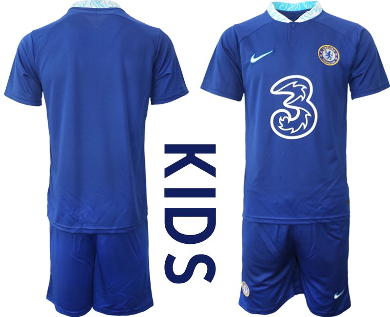 Youth 2022-2023 Club Chelsea FC home blue blank Soccer Jersey->customized soccer jersey->Custom Jersey